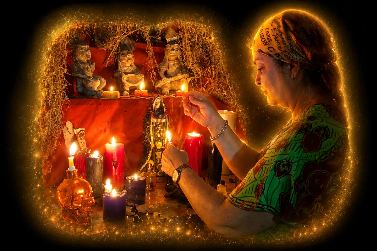 Maestra Sara Roch consagrando ritual en su Altar Sagrado